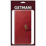 Шкіряний чохол книжка GETMAN Gallant (PU) для Motorola Moto G54 Червоний, Штучна шкіра, Слот для візитки, фото 4
