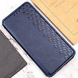 Шкіряний чохол книжка GETMAN Cubic (PU) для Motorola Moto E40 Синій, Штучна шкіра, Слот для візитки, фото 3