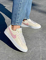 Жіночі стильні кросівки жіночі Nike найк blazer low glitter pink натуральна шкіра