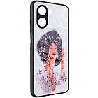 TPU+PC чохол Prisma Ladies для Realme C33 Black in White, TPU+PC Girl in a hat, TPU+PC