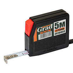 Рулетка з автостопом 5 м × 13 мм (чорна) GRAD (3816055)