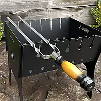 Шампур подвійний з дерев'яною ручкою 650х12х3мм двокольоровий, фото 2