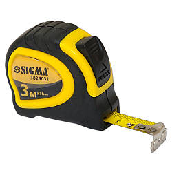 Рулетка магнітна гумова з автостопом 3 м×16 мм SIGMA (3824031)