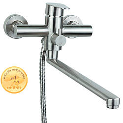 Змішувач HT Ø35 для ванни гусак прямий 325 мм дивертор вбудований картриджний SS AQUATICA HT-2C271P (9719221)