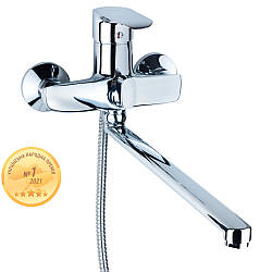 Змішувач KN Ø40 для ванни гусак прямий 350 мм дивертор вбудований картриджний AQUATICA KN-2C228C (9738220)