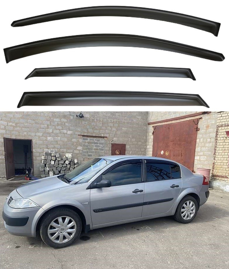 Вітровики Renault Megane II седан 2003-2008 (скотч) VIP Китай