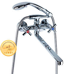 Змішувач PM 1/2" для ванни гусак прямий 350 мм дивертор вбудований картриджний AQUATICA PM-2C257C (9780200)