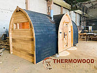 Fertige Viking-Sauna 6,0x2,6m aus Thermoholz vom Hersteller Thermowood Production. Video