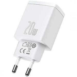 МЗП Baseus Compact Quick Charger 20W QC+ PD (Type-C + 1USB) (CCXJ-B) White