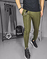 Мужские спортивные штаны зауженные (хаки) легкие удобные спортивки в облипку Турция МоBaaw2