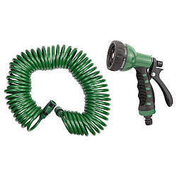 Набір поливальний: шланг спіральний 15 м + пістолет-розпилювач 7-режимний GRAD (5019075)