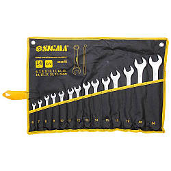 Ключі ріжково-накидні 14 шт 6-24мм CrV satine (тка чохол) SIGMA (6010161)