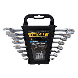 Ключі ріжково-накидні 8 шт 6-19мм CrV head polished SIGMA (6010191)