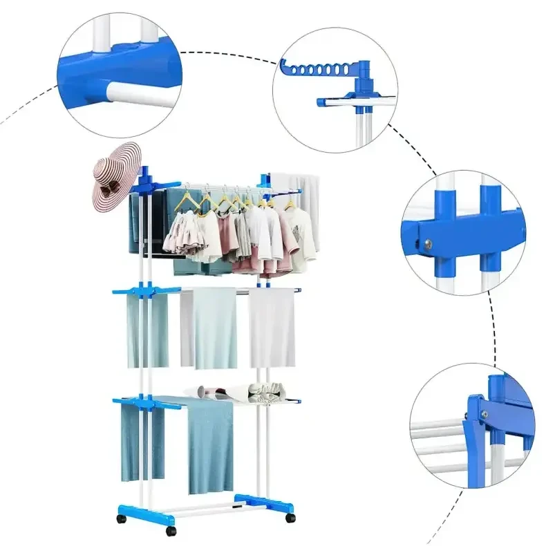 Многоярусная стойка Garment Rack With Wheels, Сушка раскладная для белья - фото 5 - id-p2120233354