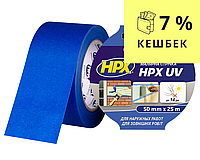 Лента бумажная HPX UV ДЛЯ НАРУЖНЫХ РАБОТ, 25 м.п. синяя, малярная MU5025 50мм