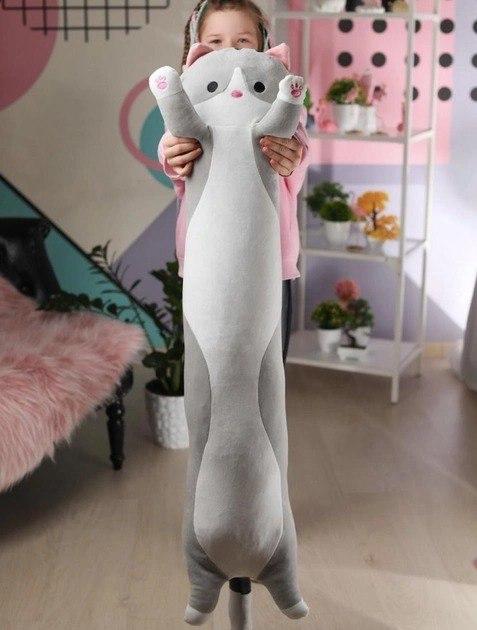 Антистресс игрушка Кот батон для детей, Плюшевый серый кот для объятий 130 см - фото 2 - id-p2120233368