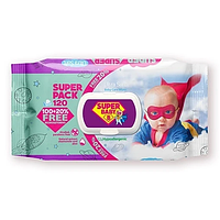 Вологі серветки дитячі 120 шт Super Baby SuperPak sensitive/fresh