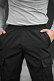 Зручні чоловічі спортивні штани на манжетах з кишенями чорні, фото 2