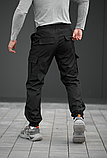 Зручні чоловічі спортивні штани на манжетах з кишенями чорні, фото 5