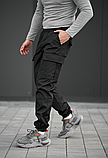 Зручні чоловічі спортивні штани на манжетах з кишенями чорні, фото 9