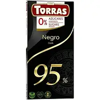 Черный шоколад 95 Torras 75г без сахара и глютена