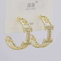 Сережки застібка гвоздик лимонного кольору відтінок 14K з неіржавкої сталі 952S брендова розмір 23х7 мм