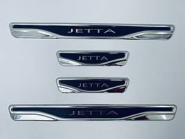 Накладки на пороги Volkswagen Jetta A5 (нерж.+карбон) TAN24