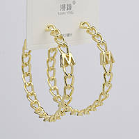 Сережки кільця гвоздик лимонного кольору відтінок 14K з неіржавкої сталі 952S ланцюга з буквою розмір 45х45 мм