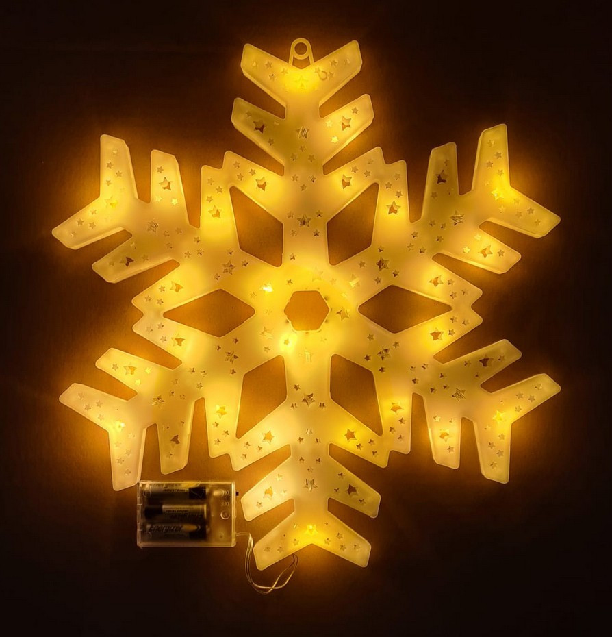 Світлодіодна лампа LED сніжинка Велика 40см, 3x AA, Теплий Білий, Без бренда (5904316195960)