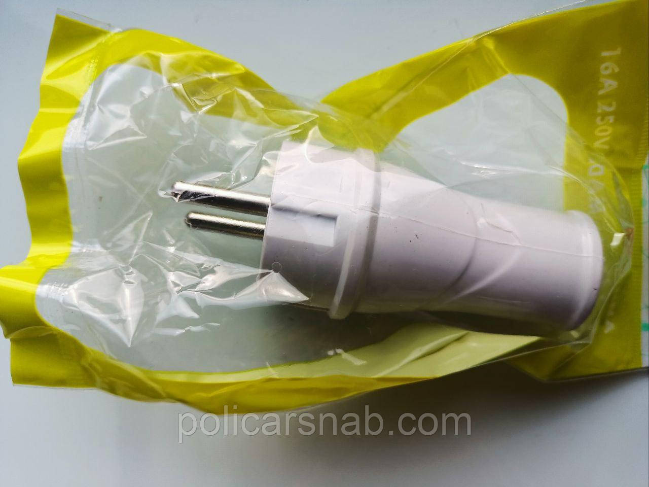 Вилка електрична із заземленням пряма євро Lemanso LMA3324 16 А 250 V IP20 білий пластик