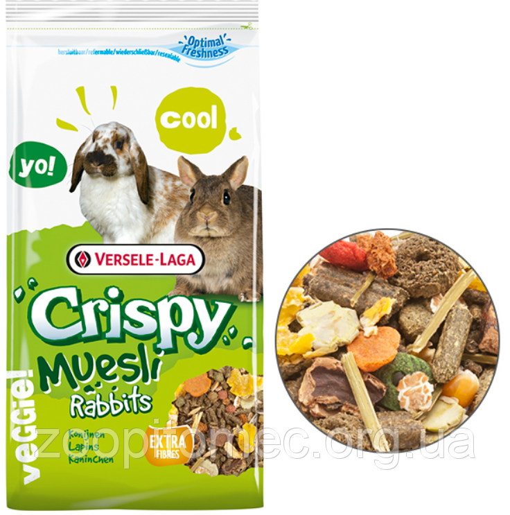 Корм для гризунів, карликових кроликів Versele-Laga Crispy Muesli Rabbits Cuni (Версель Лага криспи куні) мюслі на вагу, 1 кг