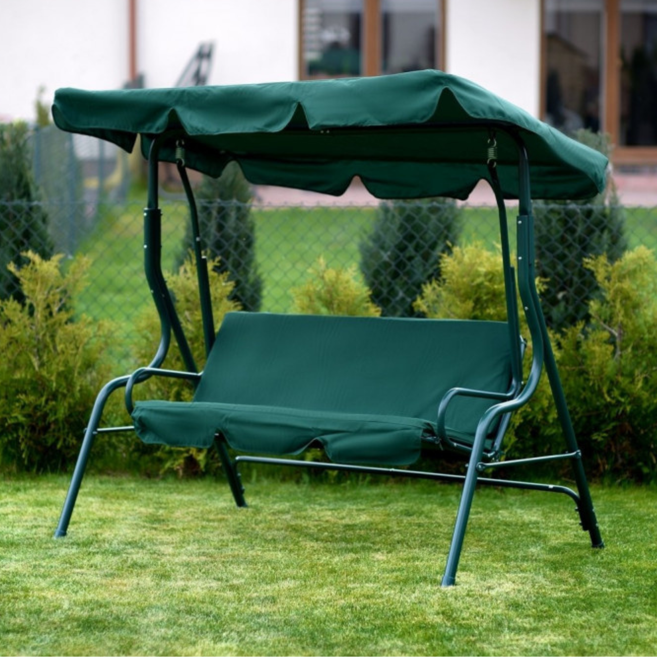 Качеля садовая Garden усиленная 3 х местная металлическая с тентом с ...