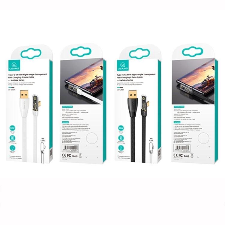 Кабель Type-C 6A 66W Right-angle Transparent Fast Charging & Data Cable Iceflake Series