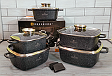 Набір каструль казанів із мармуровим антипригарним покриттям Edenberg EB-3986 Набір кухонного посуду 5 предметів, фото 2