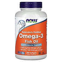 Омега-3 Now Foods Omega 3 (180 EPA/120 DHA) для здоровья сердца 200 мягких таблеток