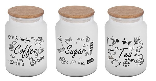 Банка скло "Herevin Ice Colour Tea-Coffee-Sugar" 0,89л з кришкою №232001-262(24)