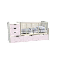 Ліжко дитяче Art In Head Binky ДС504А (3 в 1)1732x950x732 шамоні світлий та рожевий (МДФ) + решітка б/п