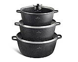 Набір казанів каструль із мармуровим антипригарним покриттям 3 шт. 6,8/10,0/13.5 лт.Edenberg EB-8151, фото 3