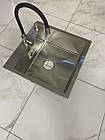Набір Кухонна мийка Luminex 5045 сіра + та змішувач для кухні з гнучким виливом Kroner - ESG035BLK, фото 5