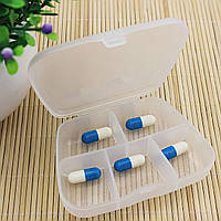 Карманная таблетница на 5 ячеек Прозрачный, органайзер для лекарств, мелочей | органайзер для ліків «D-s»