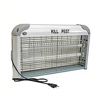 Лампа знищувач комах "Kill Pest IK-204 2х15W" Біло-сіра, УФ-ловичка для комарів інсектицидна «D-s»