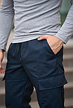 Модні спортивні штани Cargo повсякденні із бічними кишенями сині, фото 4