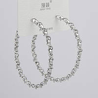 Сережки кільця гвоздиків сріблястого кольору неіржавка сталь 952S намотування розмір 50х3 мм