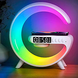 Настільна лампа нічник з колонкою G-Smart Light G63 RGB / Бездротова зарядка та Bluetooth колонка 10W