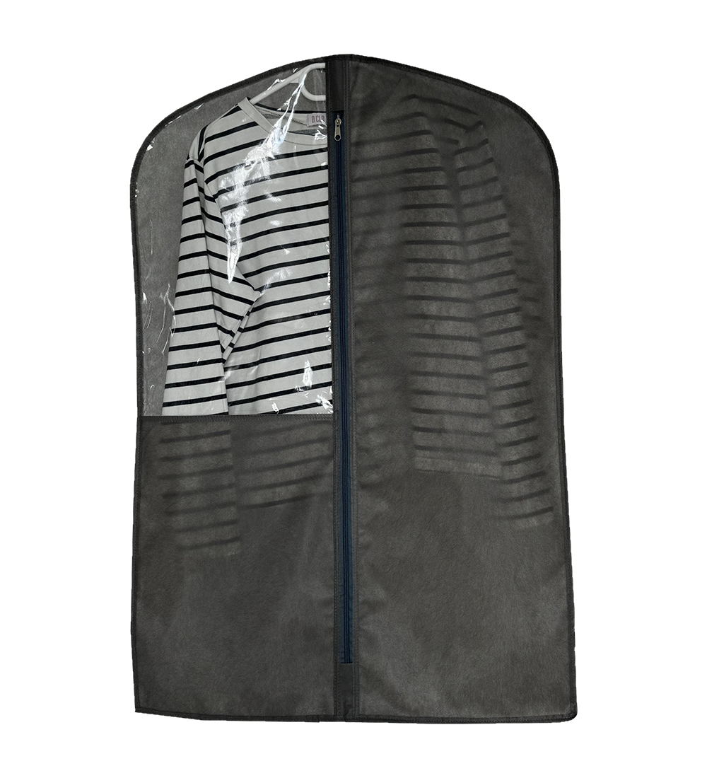 Чехол флизелиновый для одежды с прозрачной вставкой длиной 90 см (серый) - фото 1 - id-p321925565
