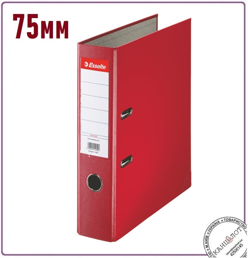 Папка-реєстратор ESSELTE ECO А4 75мм, одностороння, червоний (11253), фото 1