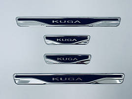 Накладки на пороги Ford Kuga 3 2020+ (хром-карбон) TAN24