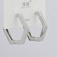 Сережки кільця застібка буловка сріблястого кольору неіржавка сталь 952S Магдалин розмір 30х3 мм