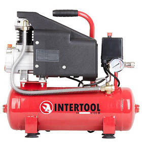 Компресор INTERTOOL PT-0002 масляний 9 л, 0.75 кВт, 220 В, 8 aтм, 160 л/хв, привід прямий