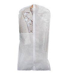 Чохол флізеліновий для одягу з прозорою вставкою довжиною 120 см (білий)